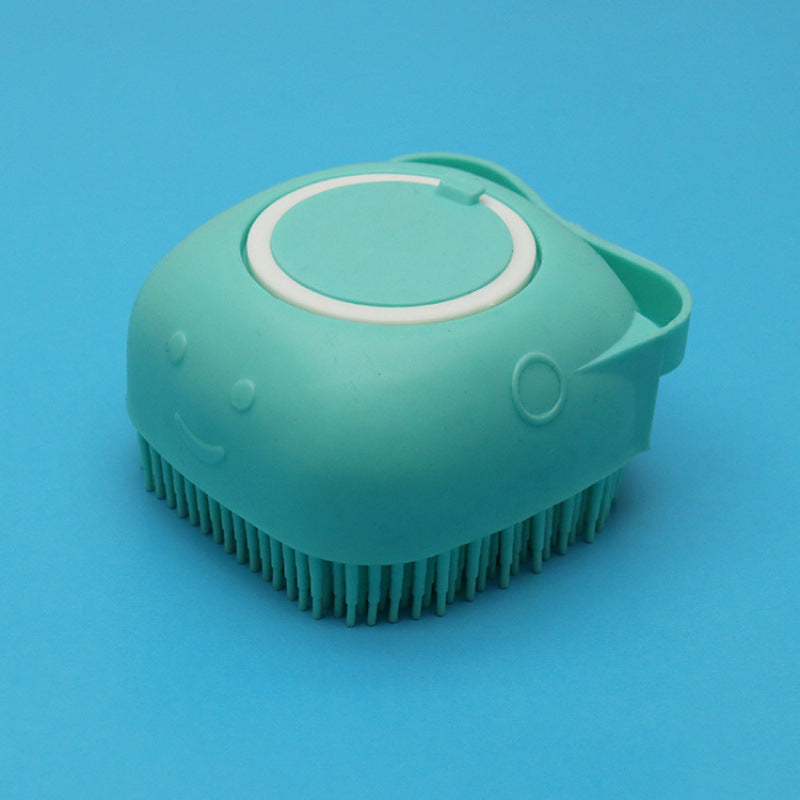 Pet bath massage brush designed for removing dirt and loose fur.