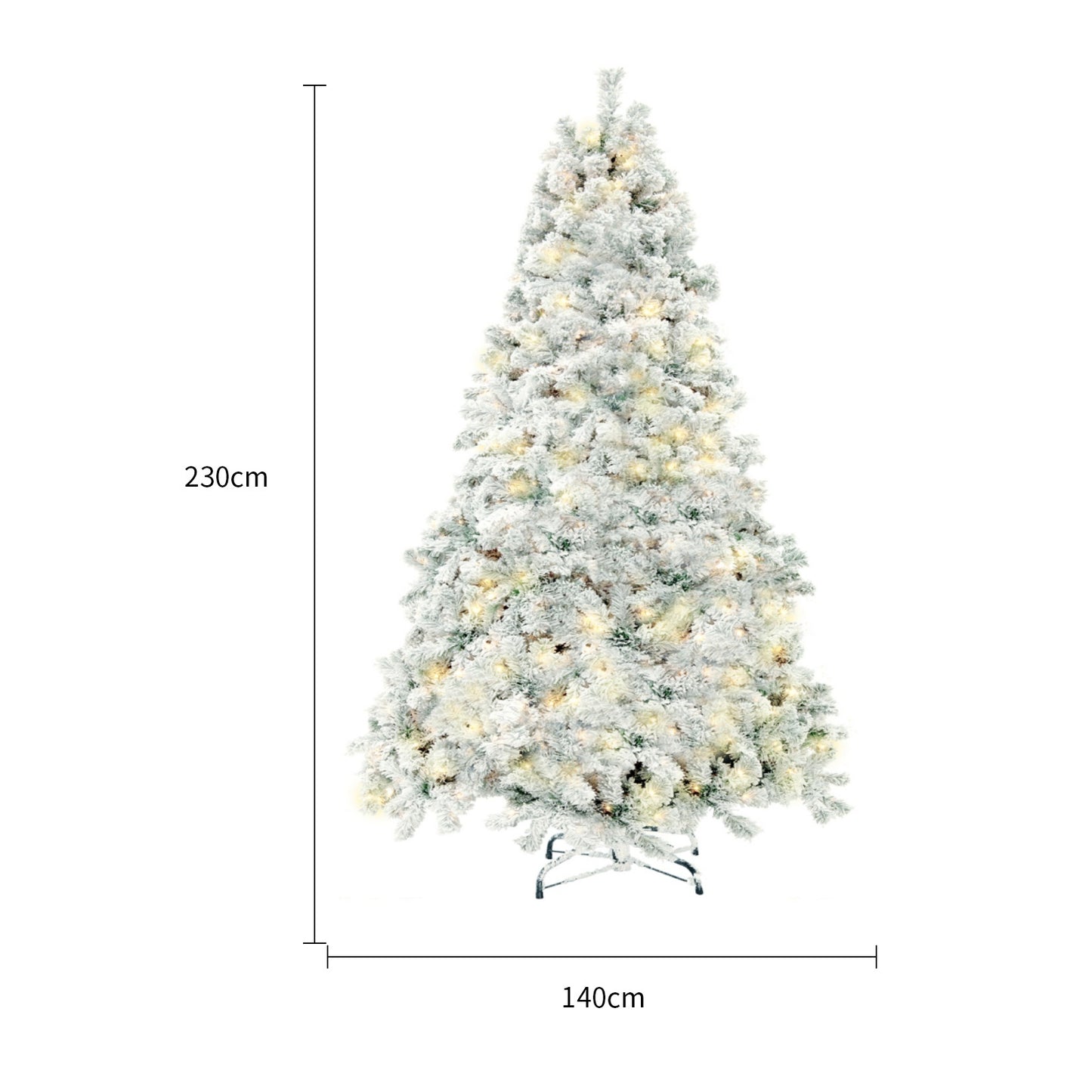 PVC Christmas tree with artificial snow for seasonal use.