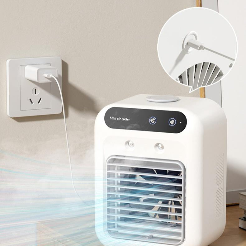 Compact cooling fan designed for summer use in small rooms.