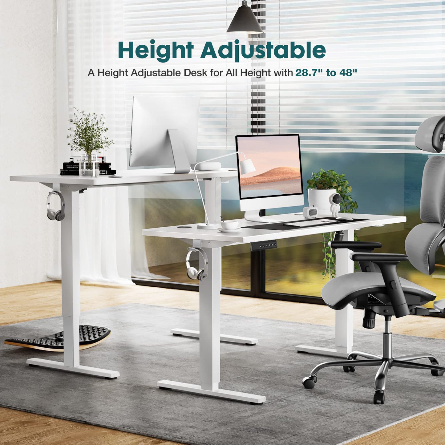 Ergonomic home office desk with durable adjustable frame.