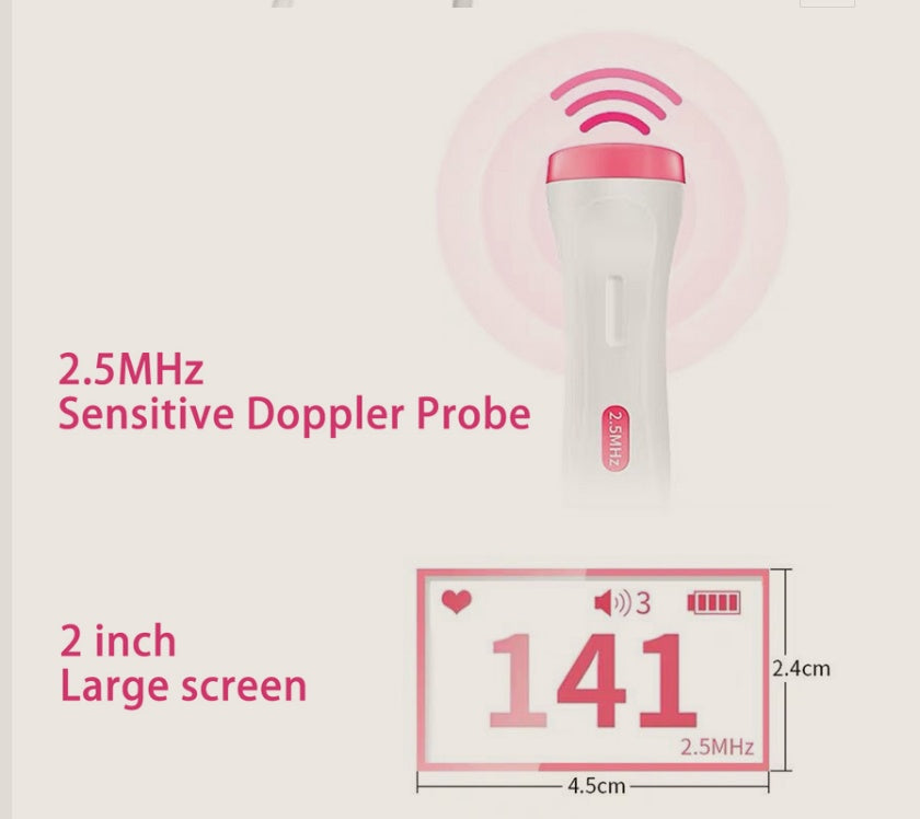 Compact fetal doppler designed for safe home use.