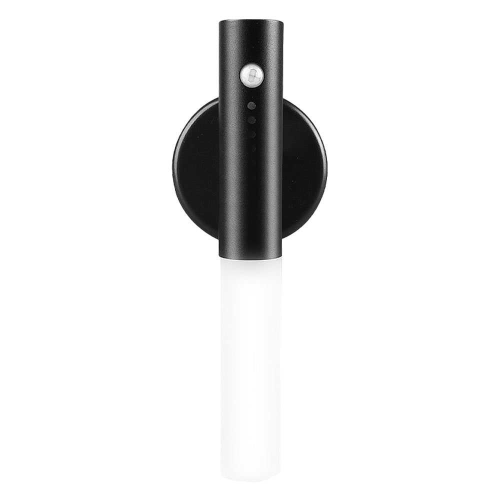 Compact LED motion sensor light with wood frame.