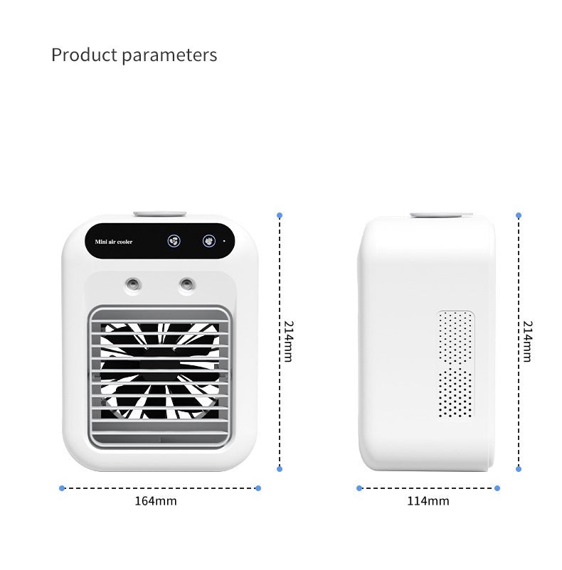 USB-powered air cooler with water tank for quiet, refreshing airflow.