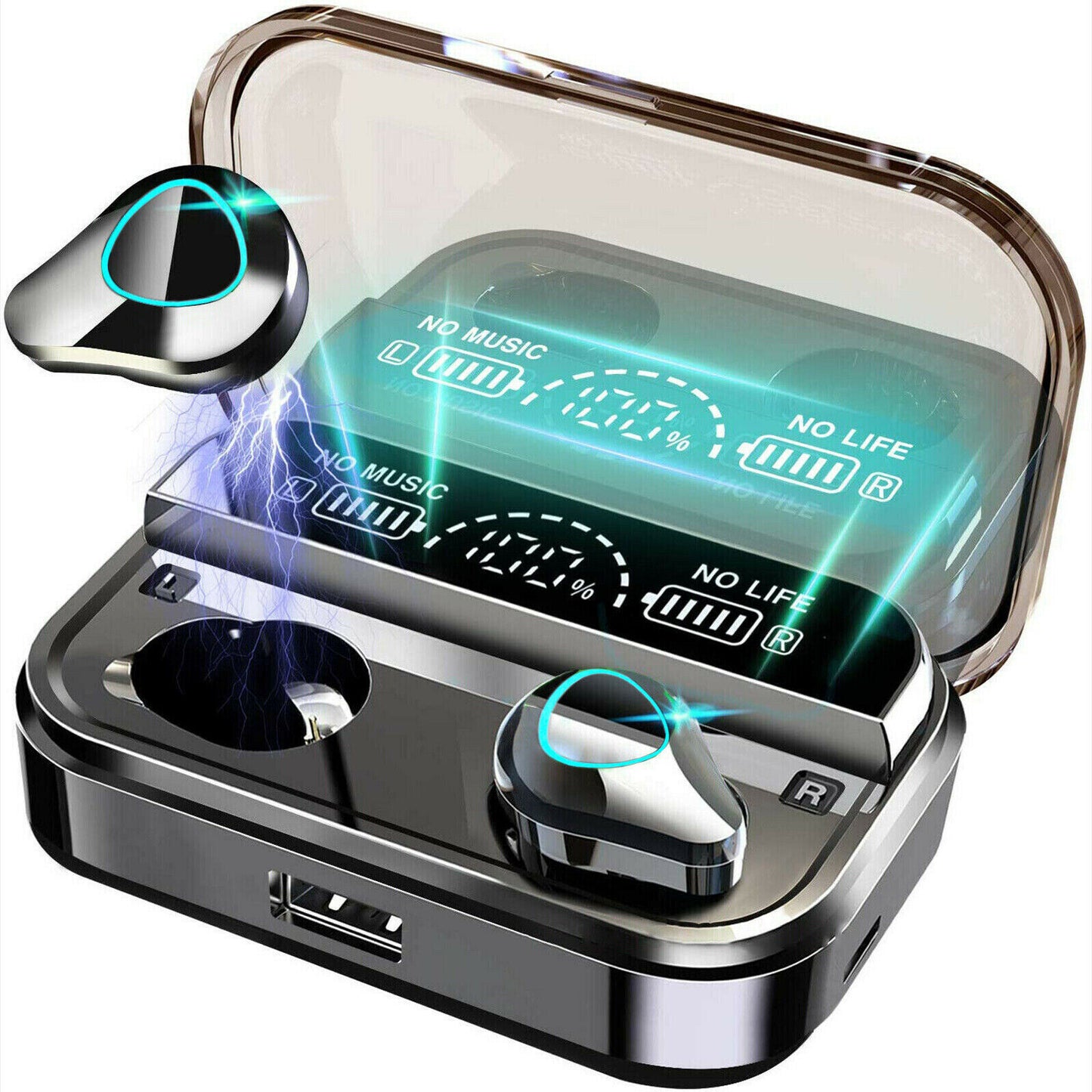 TWS 5.1 waterproof sports earbuds with ergonomic fit.