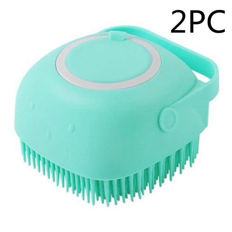 Soft massage bath brush used for dog and cat grooming at home.