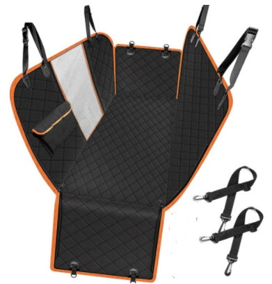 Pet car seat cover with zipper closure for secure travel.