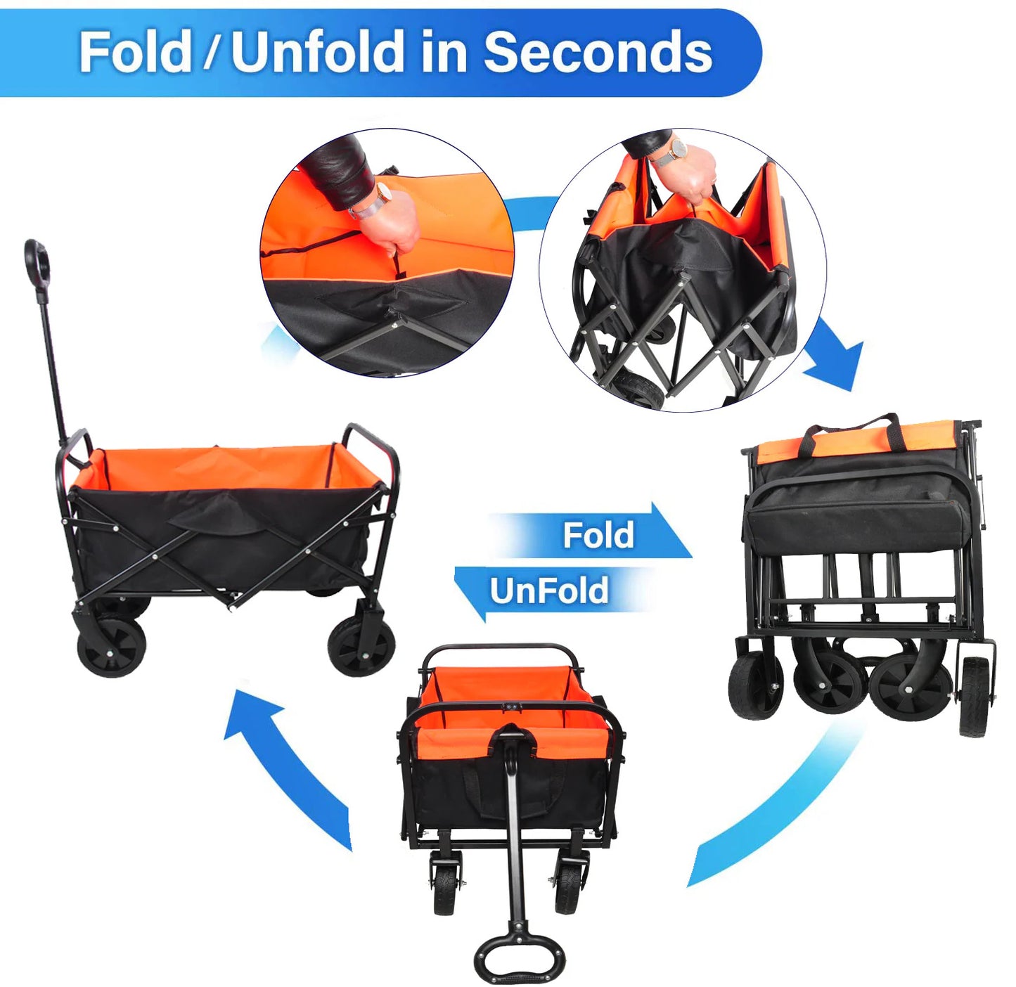 Compact outdoor utility cart designed for camping and travel.