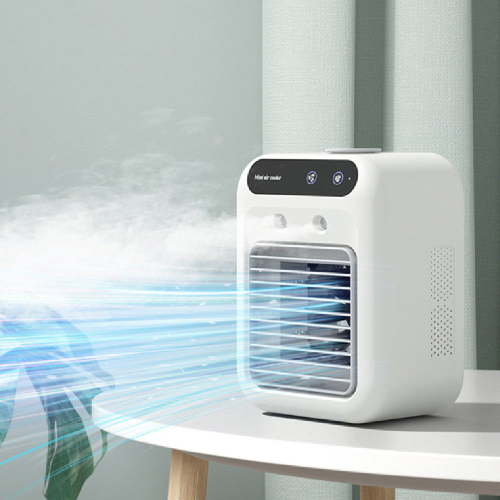 Lightweight portable AC fan for camping, desk, or bedroom.