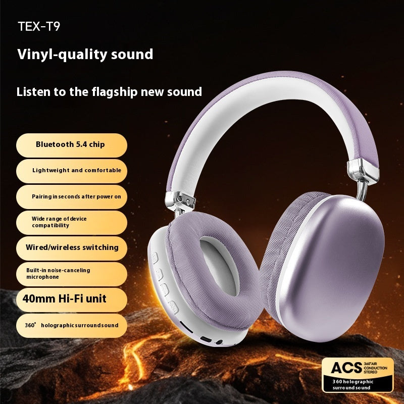 TEX-T9 portable Bluetooth headphones for gaming or work.