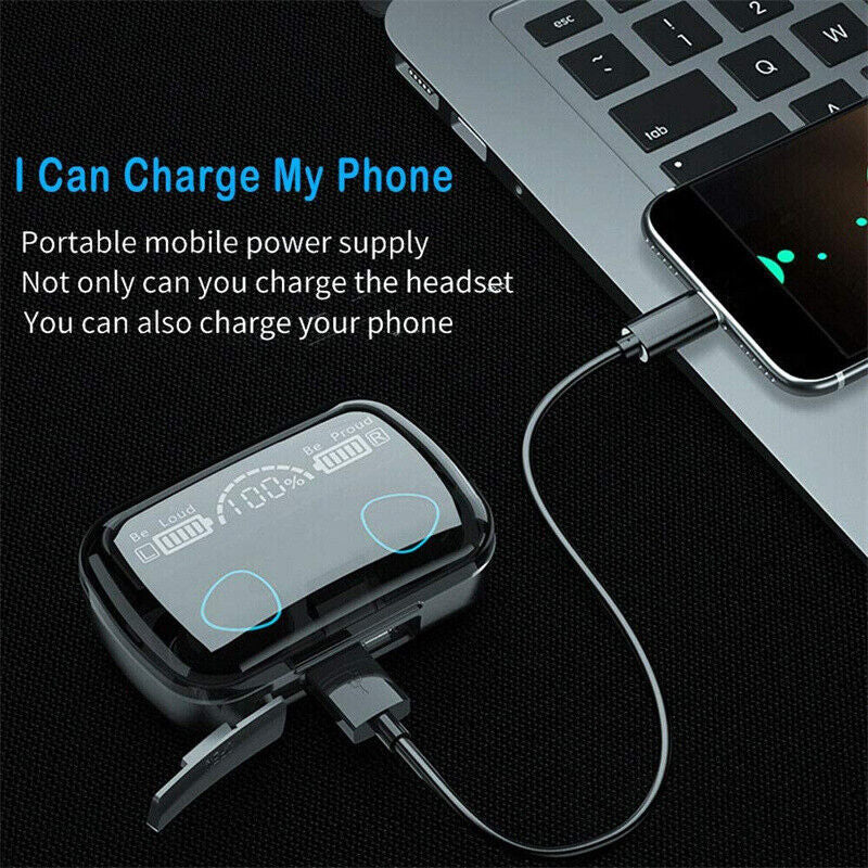TWS in-ear wireless earbuds with touch control features.