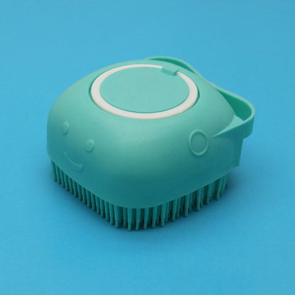 Pet bath massage brush designed for removing dirt and loose fur.