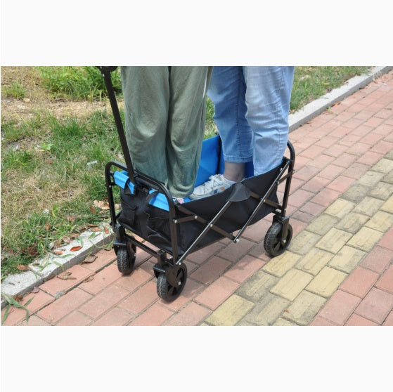 Portable camping wagon with sturdy collapsible design.