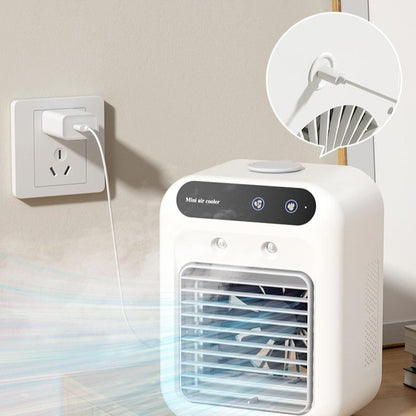 Compact cooling fan designed for summer use in small rooms.