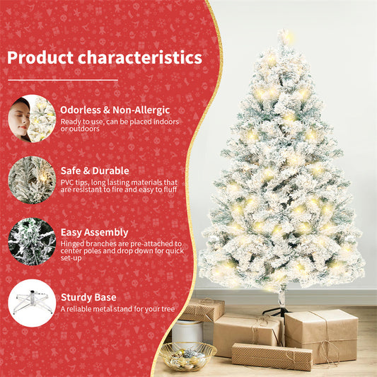 Decorative PVC Christmas tree with realistic snow effect.