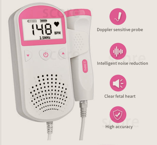 Handheld fetal doppler monitor for checking baby’s heartbeat during pregnancy.