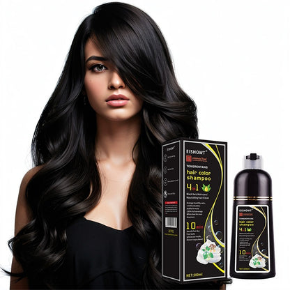 Natural black hair dye with cool undertones.