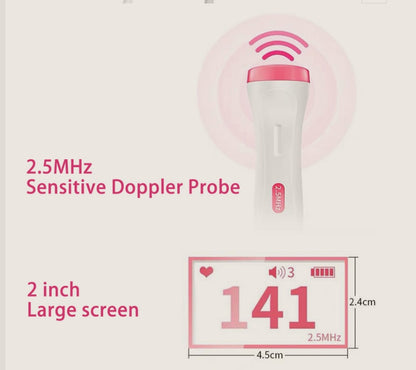 Compact fetal doppler designed for safe home use.