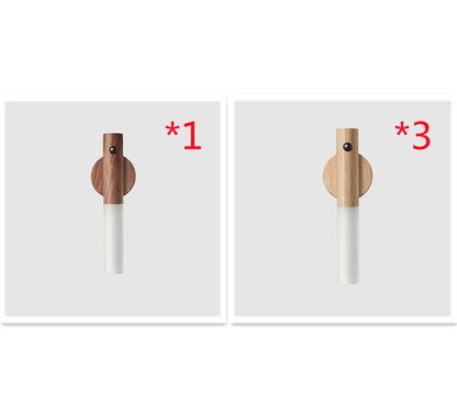 Stylish wood LED lamp with PIR motion sensor for hallways.
