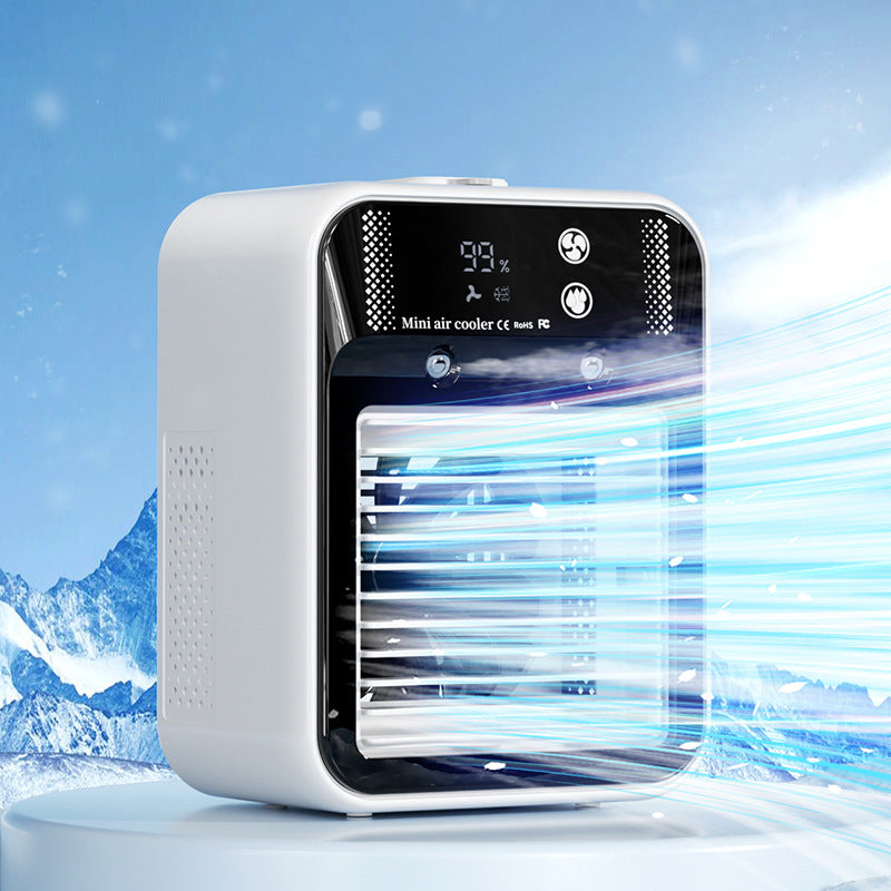 Mini USB rechargeable air conditioner for portable use.