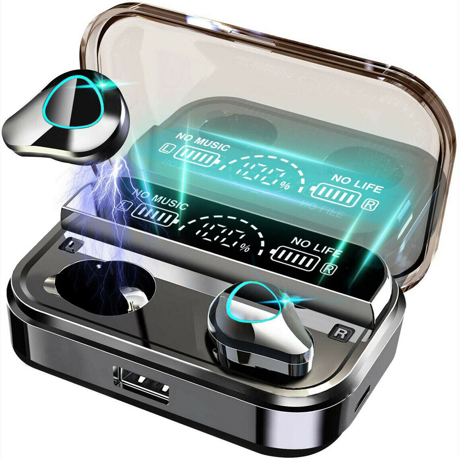 TWS 5.1 waterproof sports earbuds with ergonomic fit.
