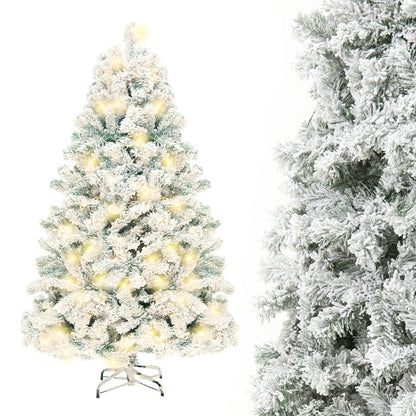 Snowy artificial tree used for Christmas holiday decoration.
