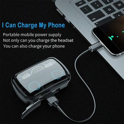TWS in-ear wireless earbuds with touch control features.