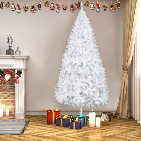 7ft white artificial Christmas tree with 950 PVC branches.