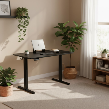 Ergonomic Standing Desk Black - Adjustable Height Electric Computer Table