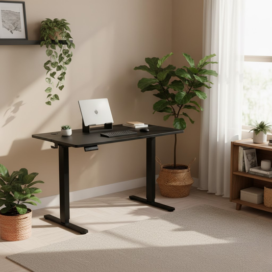 black electric standing desk