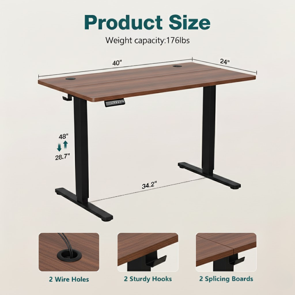 motorised height adjustable brown table