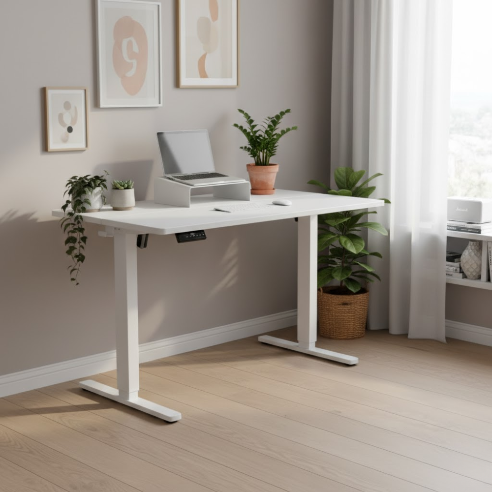 Mini Standing Desk White - Adjustable Height Electric Computer Table