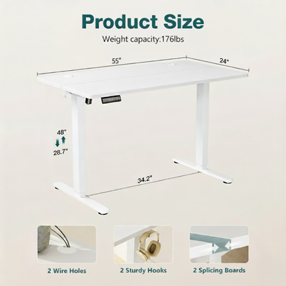 Mini Standing Desk White - Adjustable Height Electric Computer Table