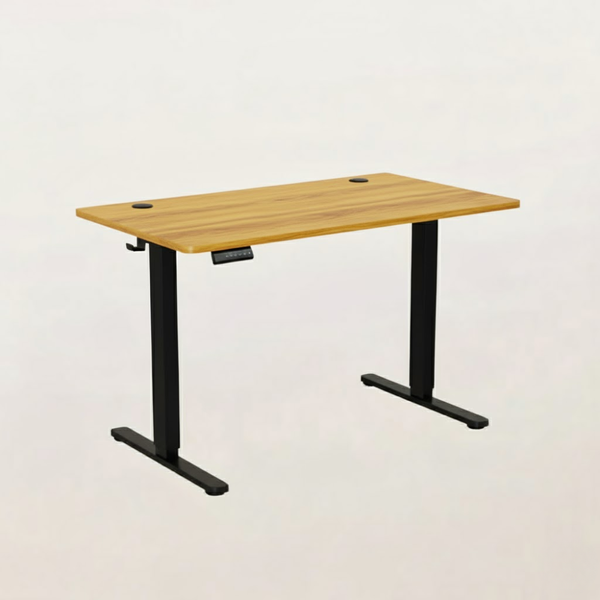 Ergonomic Standing Desk Oak Yellow - Adjustable Height Electric Computer Table